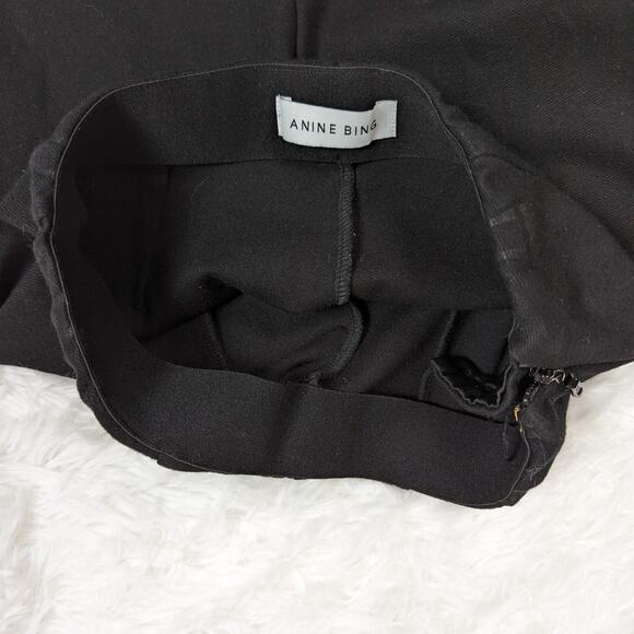 Anine Bing Max Trousers Split Hem High Rise Black Size 34 - Picture 9 of 14